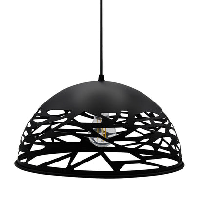 Lampadario a sospensione con paralume in metallo traforato design contemporaneo moderno lampada da soffitto attacco E27 - enzoled
