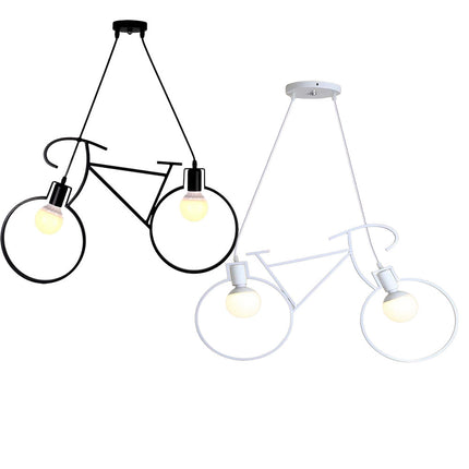 Lampadario a sospensione da soffitto con bicicletta vintage retrò lampada con bici 2 attacchi E27 da soffitto - enzoled