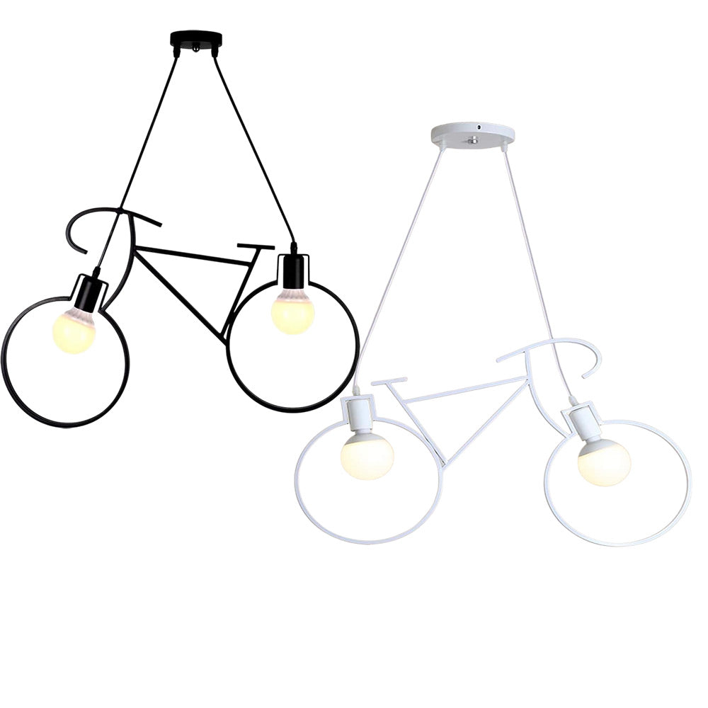 Lampadario a sospensione da soffitto con bicicletta vintage retrò lampada con bici 2 attacchi E27 da soffitto - enzoled