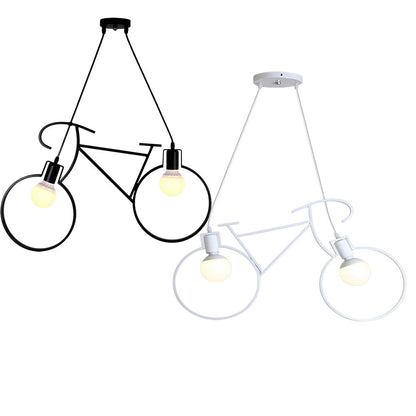 Lampadario a sospensione da soffitto con bicicletta vintage retrò lampada con bici 2 attacchi E27 da soffitto - enzoled