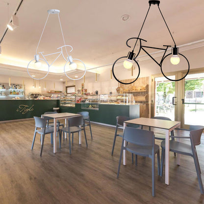 Lampadario a sospensione da soffitto con bicicletta vintage retrò lampada con bici 2 attacchi E27 da soffitto - enzoled