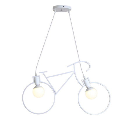 Lampadario a sospensione da soffitto con bicicletta vintage retrò lampada con bici 2 attacchi E27 da soffitto - enzoled