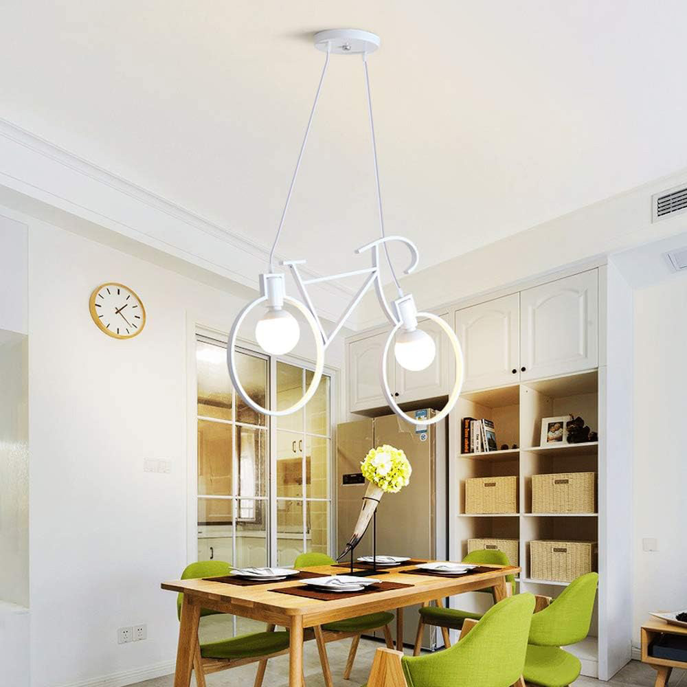 Lampadario a sospensione da soffitto con bicicletta vintage retrò lampada con bici 2 attacchi E27 da soffitto - enzoled