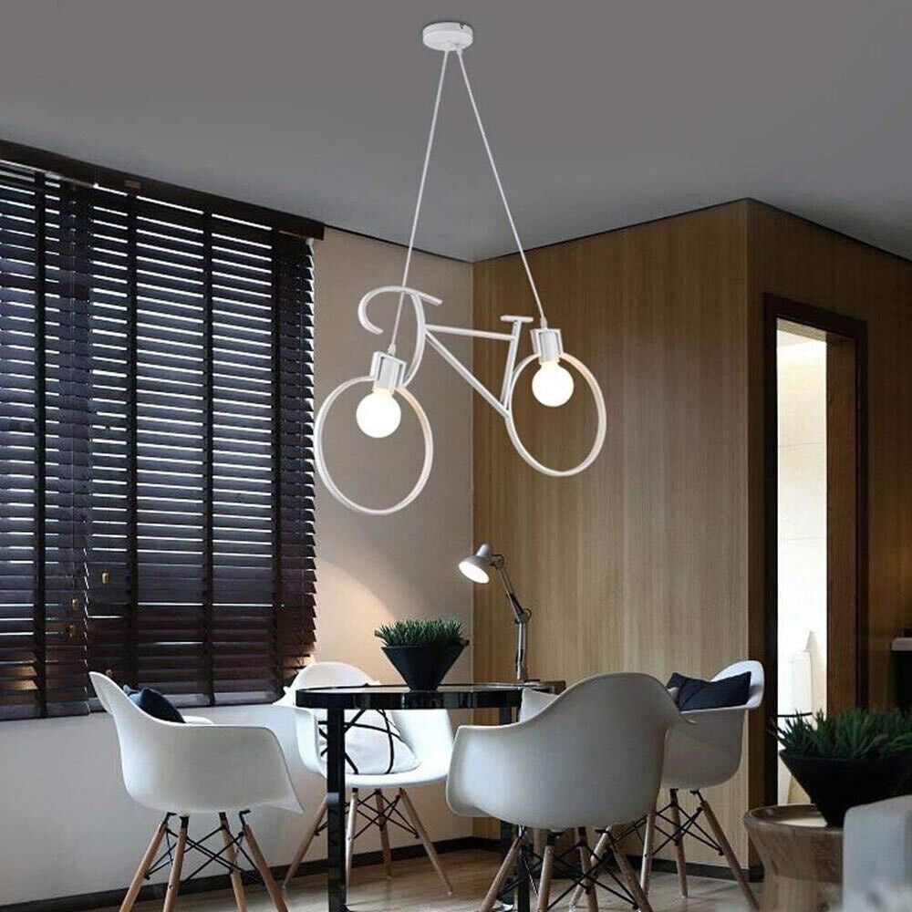 Lampadario a sospensione da soffitto con bicicletta vintage retrò lampada con bici 2 attacchi E27 da soffitto - enzoled