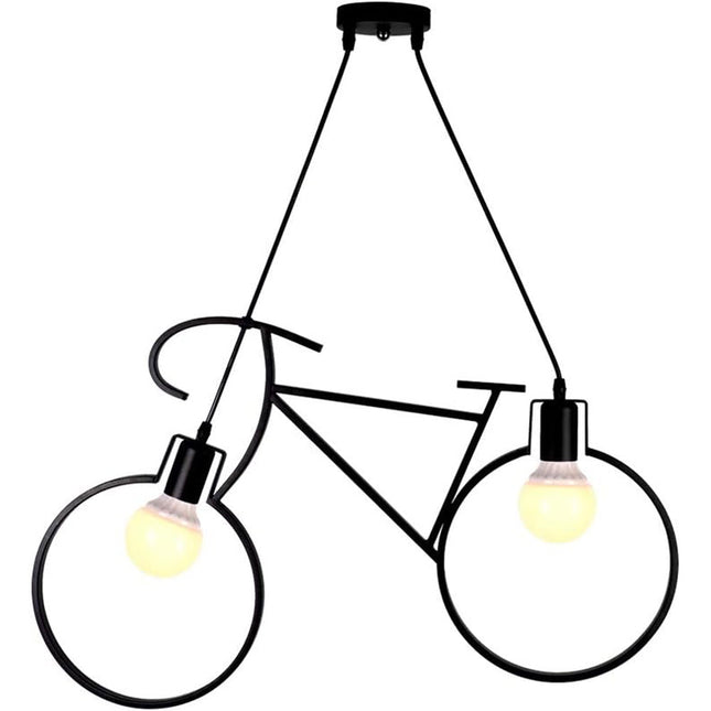 Lampadario a sospensione da soffitto con bicicletta vintage retrò lampada con bici 2 attacchi E27 da soffitto - enzoled