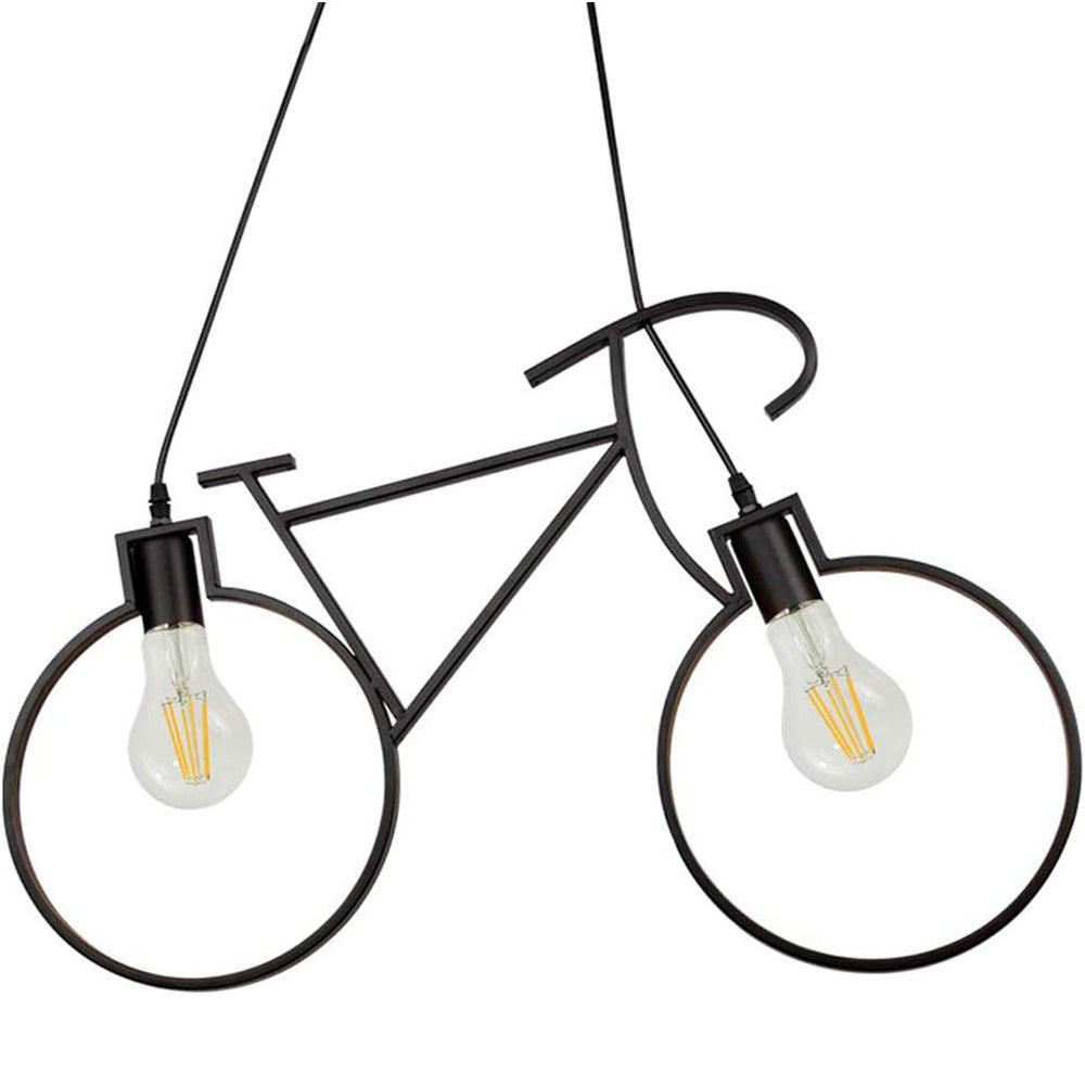 Lampadario a sospensione da soffitto con bicicletta vintage retrò lampada con bici 2 attacchi E27 da soffitto - enzoled