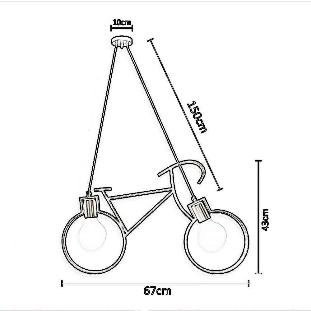Lampadario a sospensione da soffitto con bicicletta vintage retrò lampada con bici 2 attacchi E27 da soffitto - enzoled