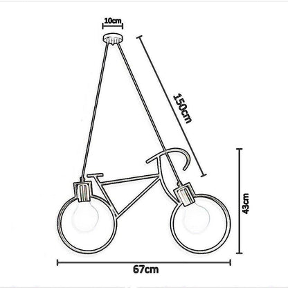 Lampadario a sospensione da soffitto con bicicletta vintage retrò lampada con bici 2 attacchi E27 da soffitto - enzoled