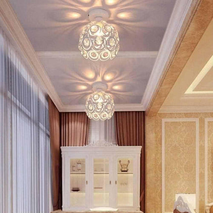 Lampadario da soffitto plafoniera con paralume con sfere cristalli in acrilico lampada con portalampada e27 - enzoled