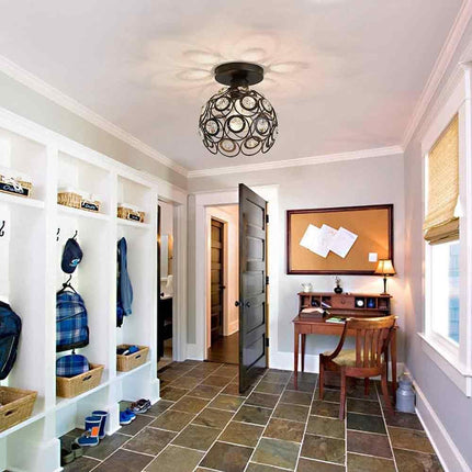 Lampadario da soffitto plafoniera con paralume con sfere cristalli in acrilico lampada con portalampada e27 - enzoled