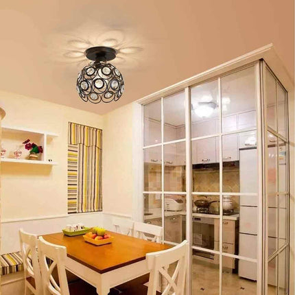 Lampadario da soffitto plafoniera con paralume con sfere cristalli in acrilico lampada con portalampada e27 - enzoled