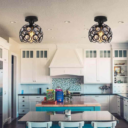 Lampadario da soffitto plafoniera con paralume con sfere cristalli in acrilico lampada con portalampada e27 - enzoled