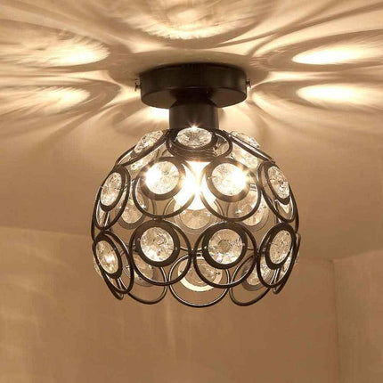 Lampadario da soffitto plafoniera con paralume con sfere cristalli in acrilico lampada con portalampada e27 - enzoled