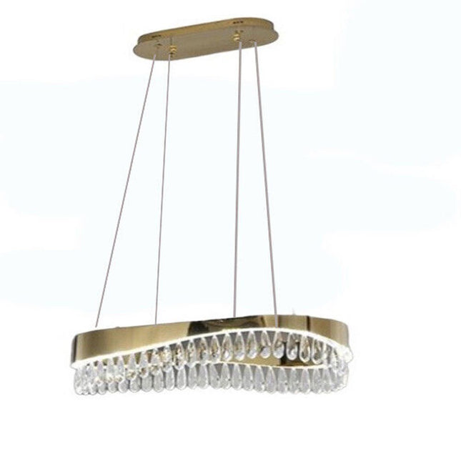 ampadario led a sospensione oro 35 watt con cristalli in acrilico contemporaneo luce bianca fredda 6500k - enzoled