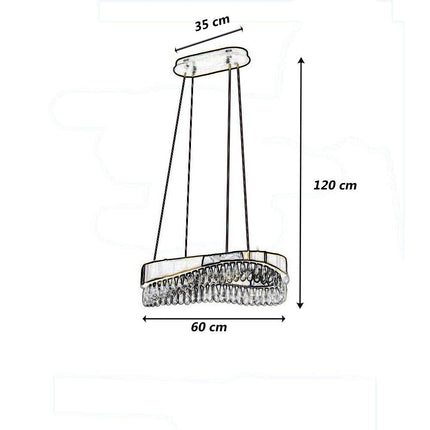ampadario led a sospensione oro 35 watt con cristalli in acrilico contemporaneo luce bianca fredda 6500k - enzoled