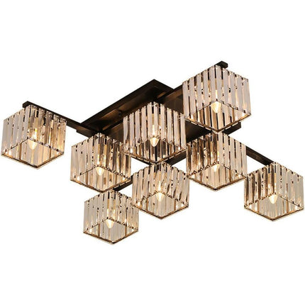 Lampadari da soffitto plafoniera 8 cubi in vetro lampada contemporaneo in metallo nero attacco E27 - enzoled