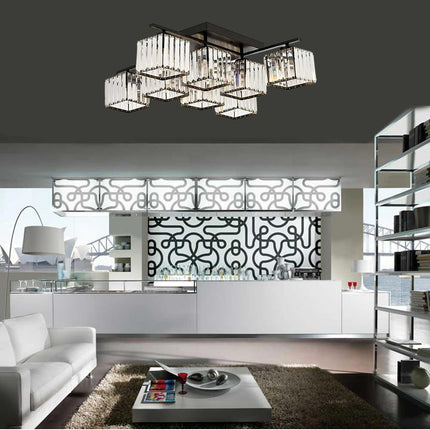 Lampadari da soffitto plafoniera 8 cubi in vetro lampada contemporaneo in metallo nero attacco E27 - enzoled
