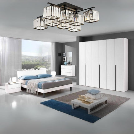 Lampadari da soffitto plafoniera 8 cubi in vetro lampada contemporaneo in metallo nero attacco E27 - enzoled
