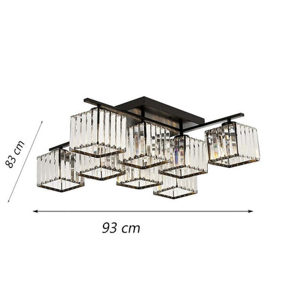 Lampadari da soffitto plafoniera 8 cubi in vetro lampada contemporaneo in metallo nero attacco E27 - enzoled
