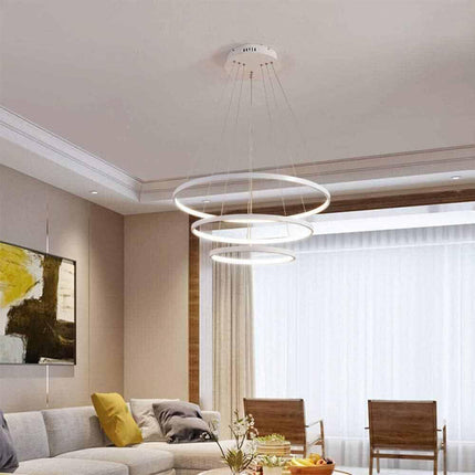 Lampadario a sospensione 51 watt lampada a led a forma di pianeta bianco 3 colorazione di luce soggiorno open space - enzoled