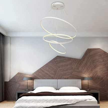 Lampadario a sospensione 51 watt lampada a led a forma di pianeta bianco 3 colorazione di luce soggiorno open space - enzoled