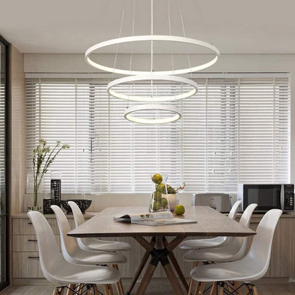 Lampadario a sospensione 51 watt lampada a led a forma di pianeta bianco 3 colorazione di luce soggiorno open space - enzoled