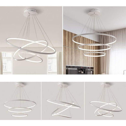 Lampadario a sospensione 51 watt lampada a led a forma di pianeta bianco 3 colorazione di luce soggiorno open space - enzoled