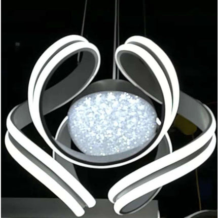 Lampadario a sospensione a led 78 watt con sfera con brillantini glitter tecnologia CCT switch - enzoled