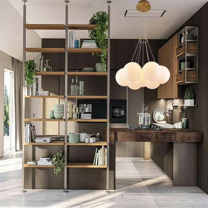 Lampadario a sospensione bronzo lampada minimal da soffitto con sette sfere attacco G9 - enzoled