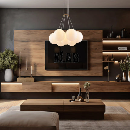 Lampadario a sospensione bronzo lampada minimal da soffitto con sette sfere attacco G9 - enzoled