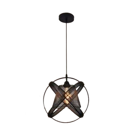 Lampadario a sospensione da soffitto con paralume a tre anelli in metallo traforato design contemporaneo moderno nero attacco E27 - enzoled