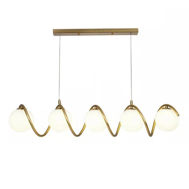 Lampadario a sospensione da soffitto twister con 5 sfere in vetro lampada decorativa oro per soggiorno cucina attacco g9 - enzoled