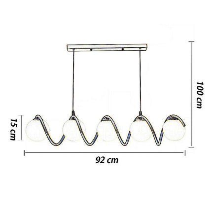 Lampadario a sospensione da soffitto twister con 5 sfere in vetro lampada decorativa oro per soggiorno cucina attacco g9 - enzoled