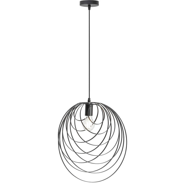 Lampadario a sospensione in metallo nero attacco E27 lampada geometrica da soffitto decorativa Ø 37 cm - enzoled