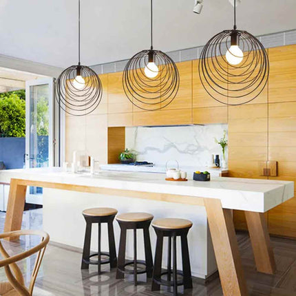 Lampadario a sospensione in metallo nero attacco E27 lampada geometrica da soffitto decorativa Ø 37 cm - enzoled