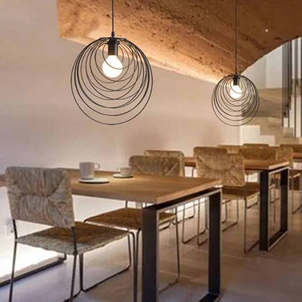 Lampadario a sospensione in metallo nero attacco E27 lampada geometrica da soffitto decorativa Ø 37 cm - enzoled
