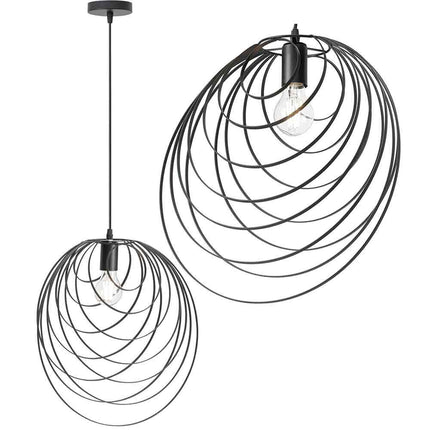 Lampadario a sospensione in metallo nero attacco E27 lampada geometrica da soffitto decorativa Ø 37 cm - enzoled
