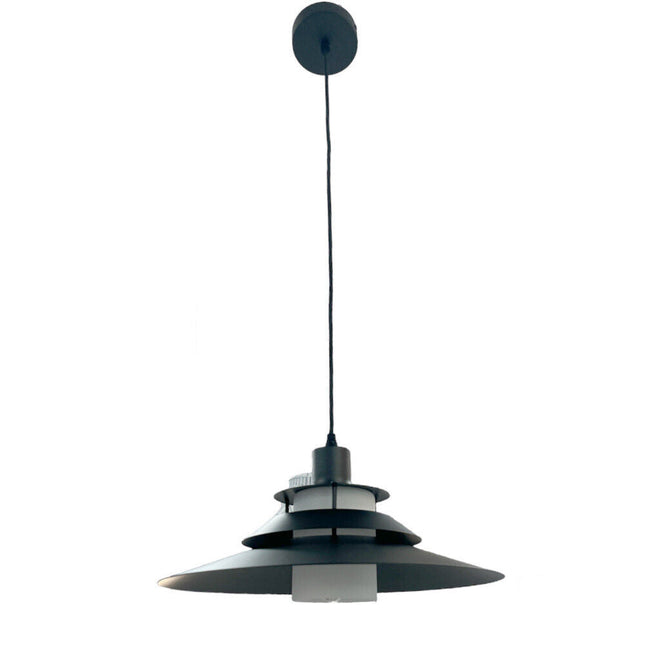 Lampadario a sospensione industriale E27 lampada pendente vintage nero metallo e vetro per interno cucina - enzoled
