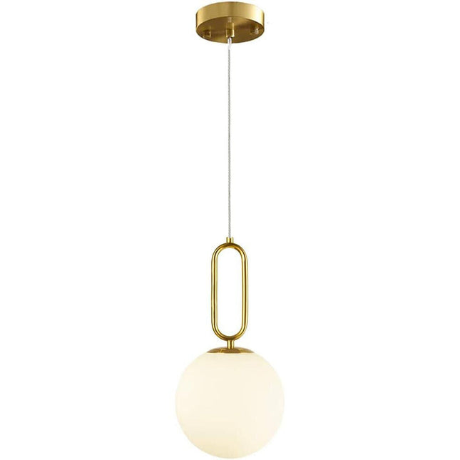 Lampadario a sospensione minimalista lampada per tavolo con ovale in metallo bronzo con sfera in vetro per cucina camera da letto G9 - enzoled