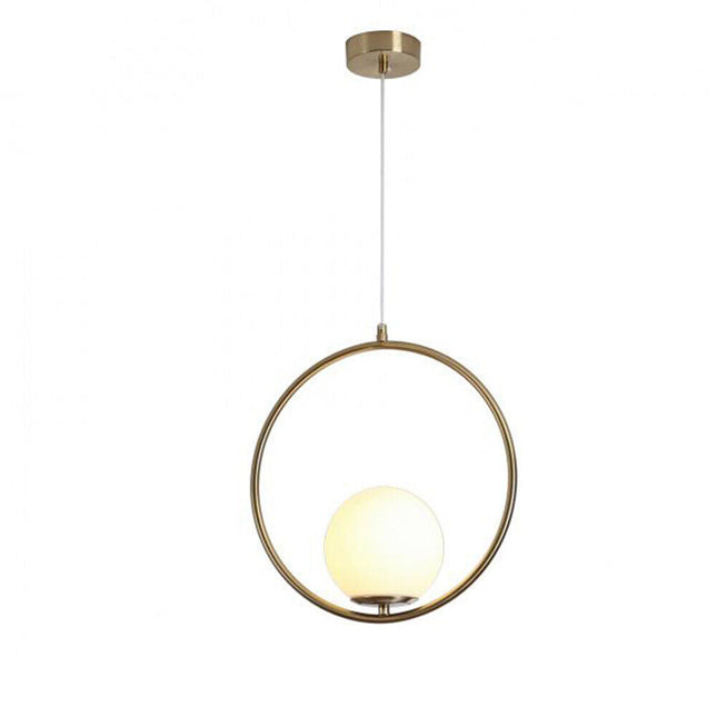Lampadario a sospensione minimalista lampada per tavolo in metallo bronzo con sfera in vetro per cucina camera da letto G9 - enzoled