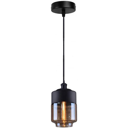 Lampadario a sospensione vintage da soffitto attacco E27 effetto ambrato coppa in vetro e alluminio - enzoled