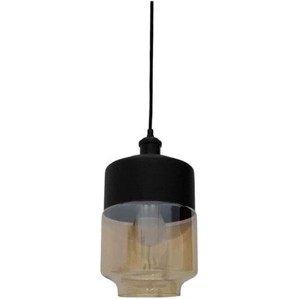Lampadario a sospensione vintage da soffitto attacco E27 effetto ambrato coppa in vetro e alluminio - enzoled