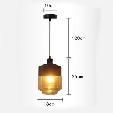 Lampadario a sospensione vintage da soffitto attacco E27 effetto ambrato coppa in vetro e alluminio - enzoled