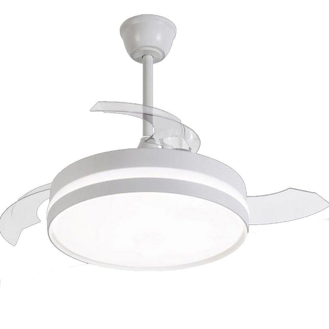 Lampadario da soffitto a led 56 watt con ventilatore da 30 watt tre colorazioni di luce fredda calda naturale elice richiudibile con telecomando - enzoled