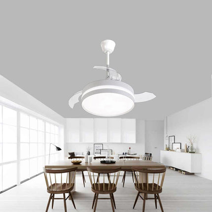 Lampadario da soffitto a led 56 watt con ventilatore da 30 watt tre colorazioni di luce fredda calda naturale elice richiudibile con telecomando - enzoled