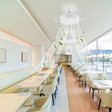 Lampadario da soffitto a led 56 watt con ventilatore da 30 watt tre colorazioni di luce fredda calda naturale elice richiudibile con telecomando - enzoled
