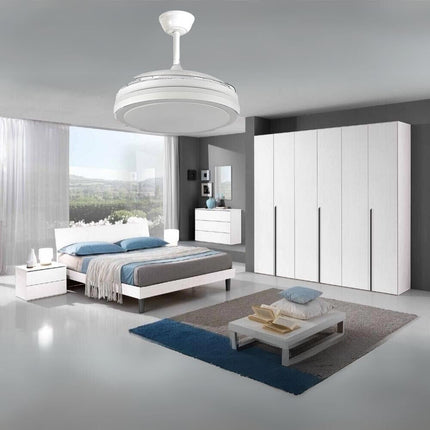 Lampadario da soffitto a led 56 watt con ventilatore da 30 watt tre colorazioni di luce fredda calda naturale elice richiudibile con telecomando - enzoled