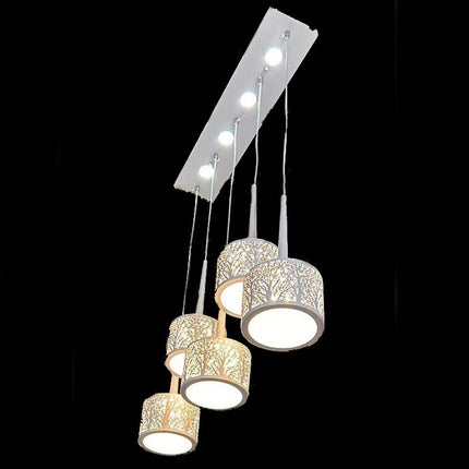Lampadario da soffitto a sospensione a led 50 watt con paralumi rotondi bianchi lampada sospesa tripla accensione - enzoled