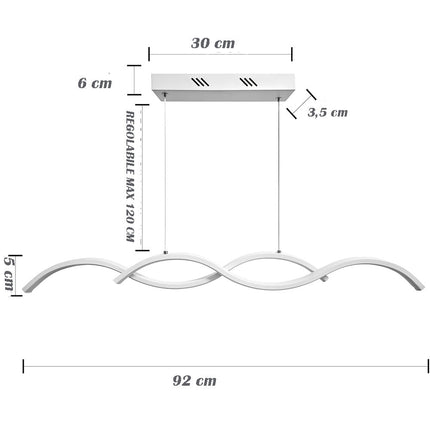 Lampadario led a sospensione 25 watt CCT tripla colorazione di luce con switch  lampada twist bianco luce - enzoled