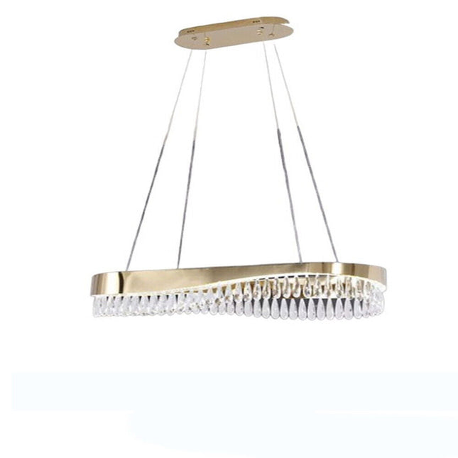 Lampadario led a sospensione oro 45 watt con cristalli in acrilico contemporaneo luce bianca fredda 6500k - enzoled